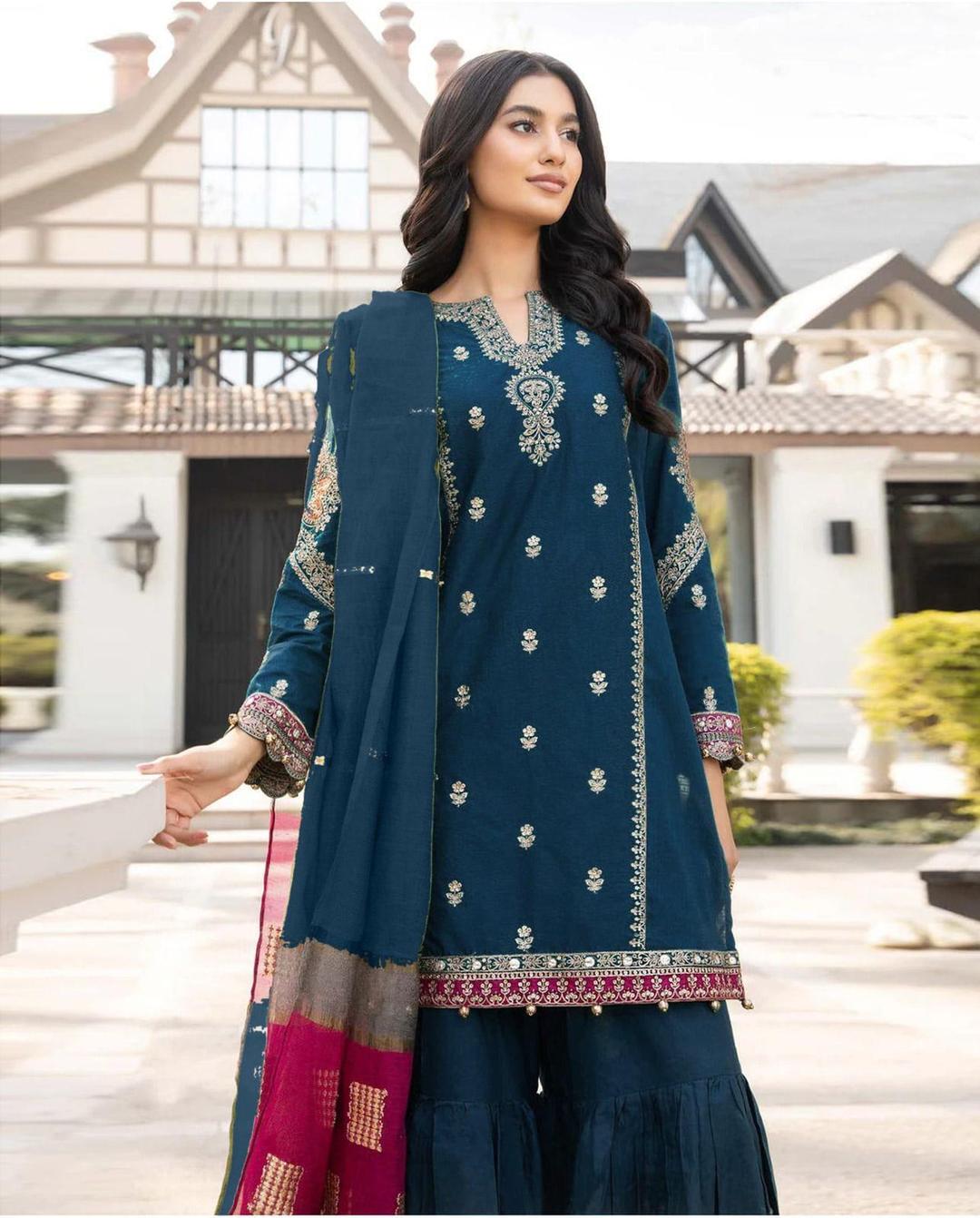 3 Pcs Women's Unstitched Embroidered Lawn Suit Hype Hem