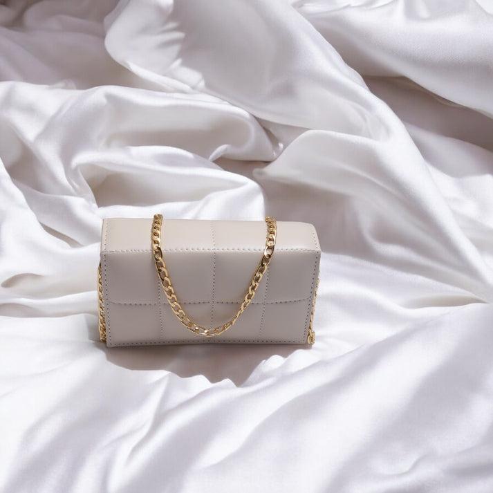 Leather Hand Bag With Long Chain