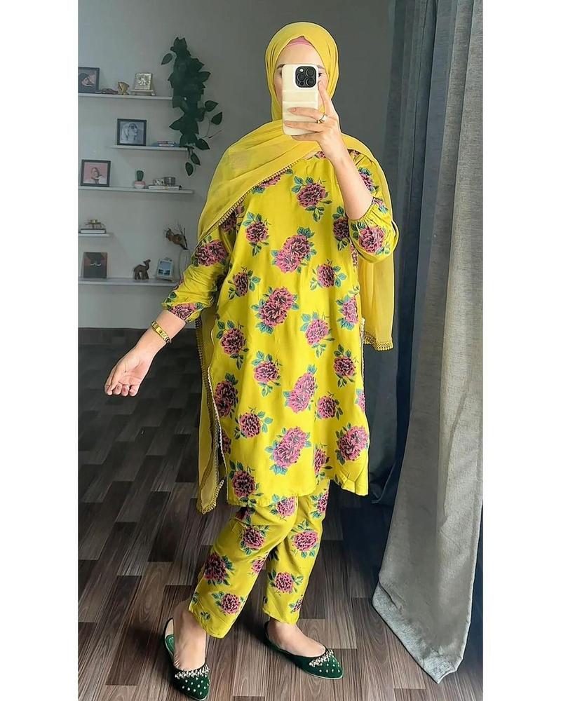 2 Pcs Women's Stitched Linen Embroidered Shirt & Trouser