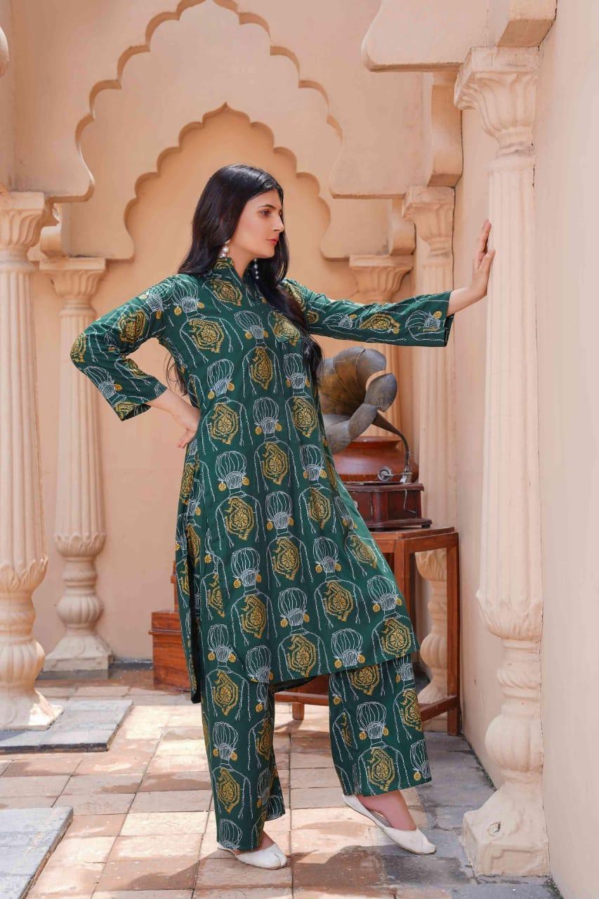 2 Pcs Women's Stitched Linen Printed Shirt & Trouser