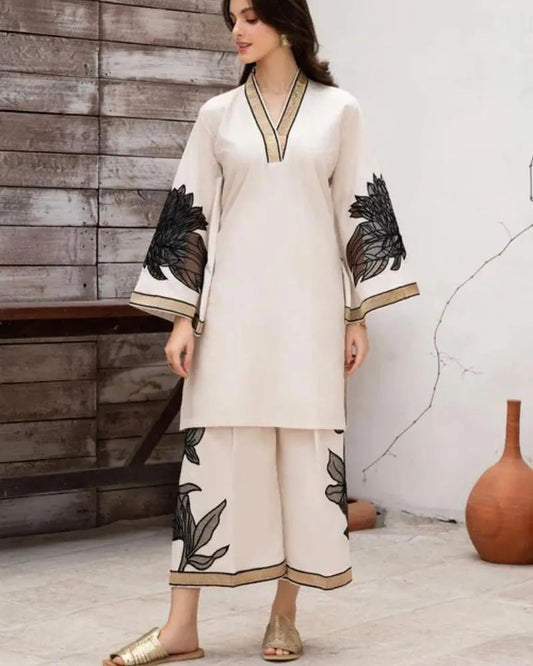 2Pcs Women's Party Wear Stitched Suit Hype Hem