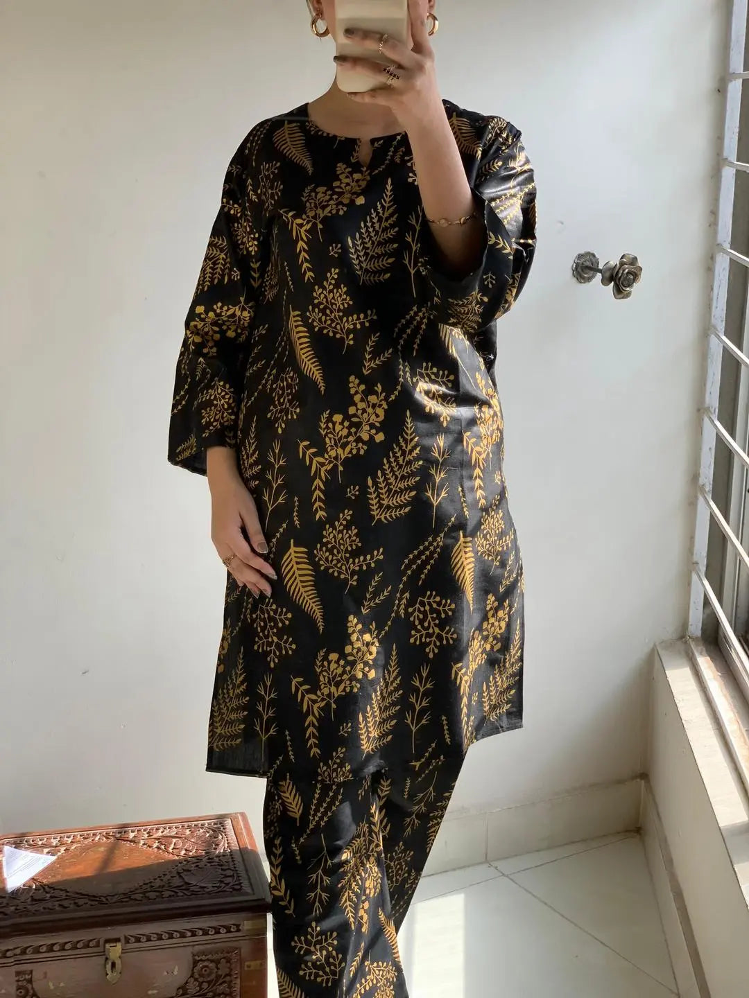 2Pcs Women's Stitched Printed Suit Hype Hem