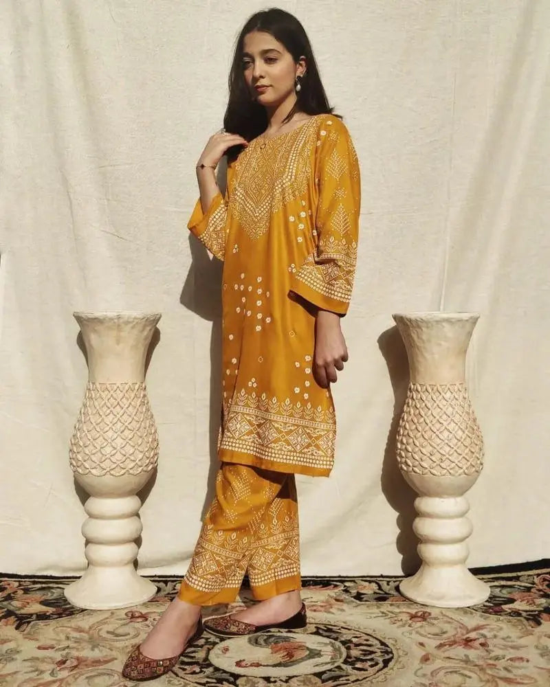 2Pcs Women's Stitched Suit Hype Hem