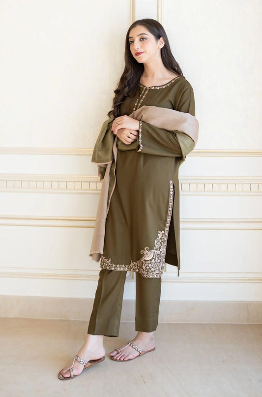 3Pcs Women's Unstitched Embroidered Lawn Suit Hype Hem