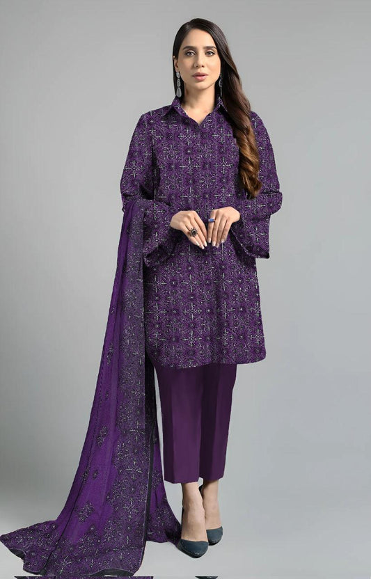 3Pcs Women's Unstitched Printed Suit Hype Hem