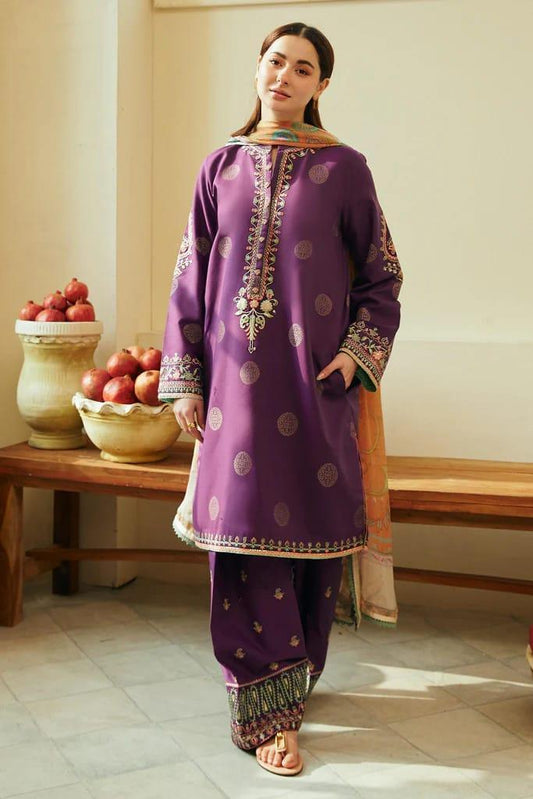 3Pcs Women's Unstitched Embroidered Lawn Suit Hype Hem