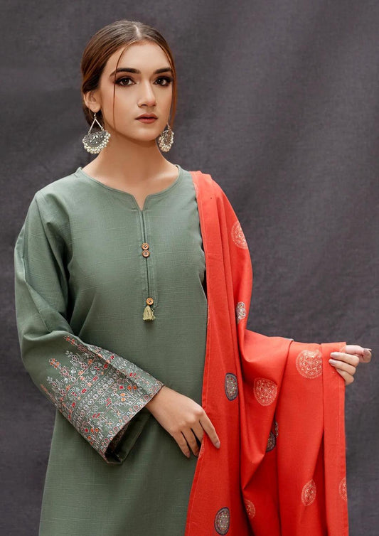 3 Pcs Women's Unstitched Embroidered Lawn Suit Hype Hem