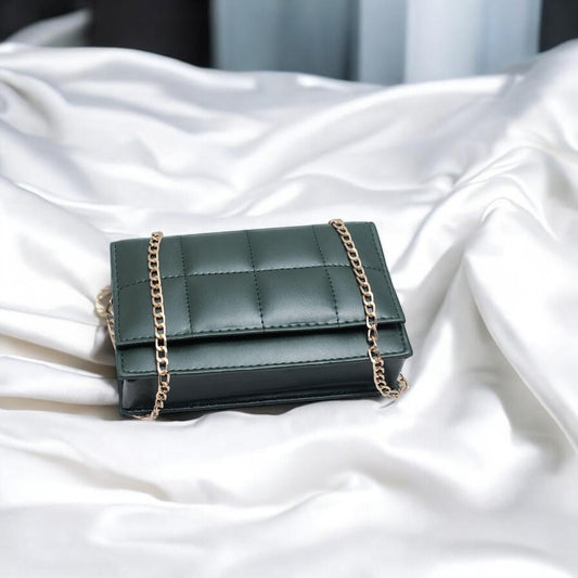 Leather Hand Bag With Long Chain