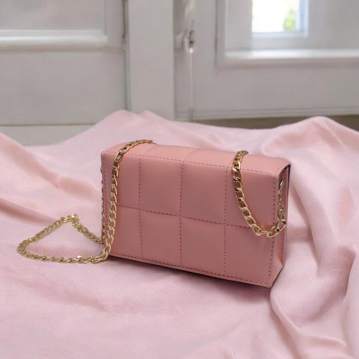 Leather Hand Bag With Long Chain