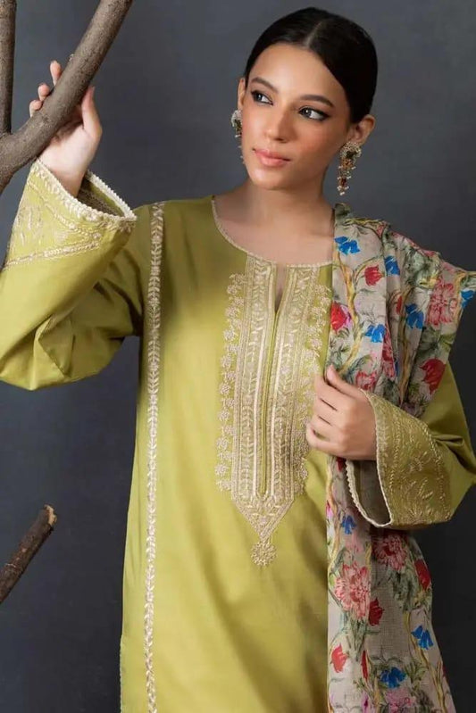 3Pcs Women's Unstitched Embroidered Suit Hype Hem