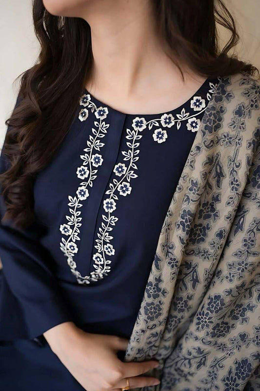 3Pcs Women's Unstitched Embroidered Lawn Suit Hype Hem