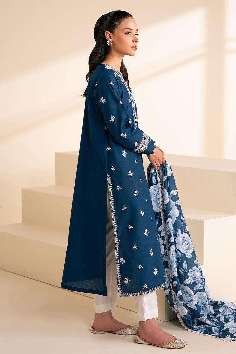 3Pcs Women's Unstitched Embroidered Lawn Suit Hype Hem