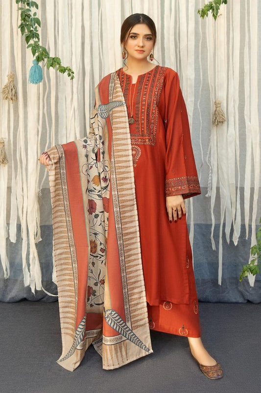 3Pcs Women's Unstitched Embroidered Lawn Suit Hype Hem
