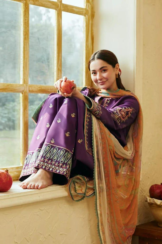 3Pcs Women's Unstitched Embroidered Lawn Suit Hype Hem