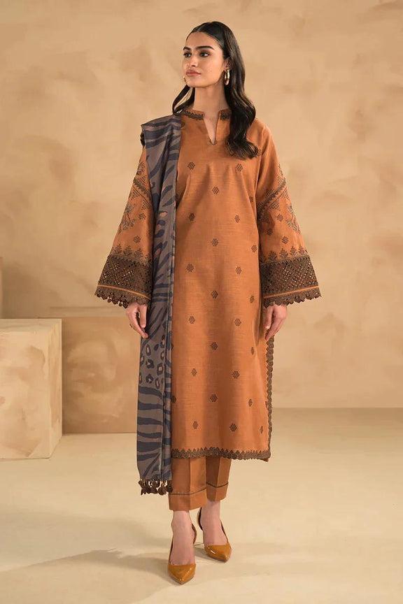 3 Pcs Women's Unstitched Embroidered Lawn Suit Hype Hem