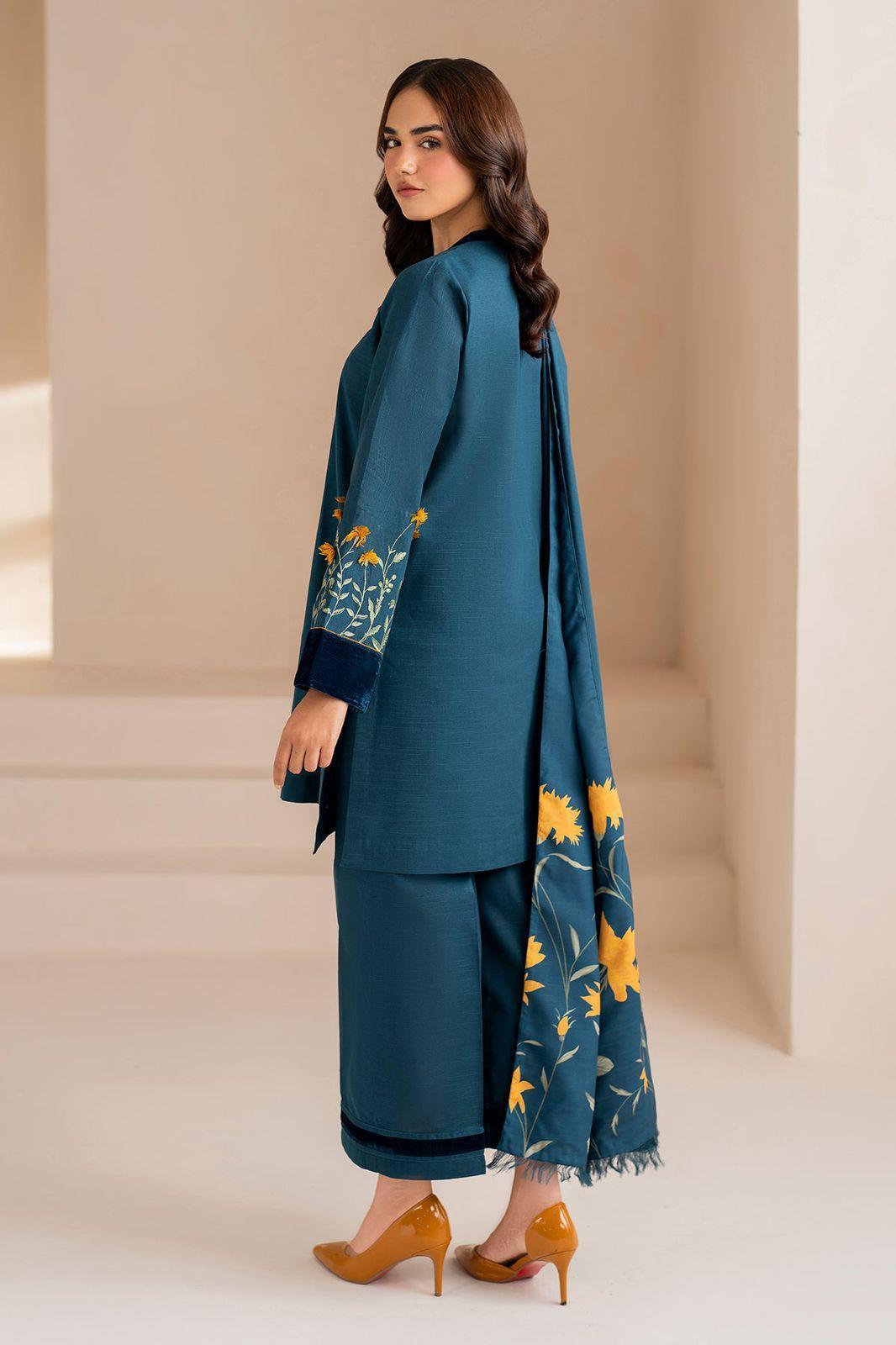 3 Pcs Women's Unstitched Embroidered Lawn Suit Hype Hem