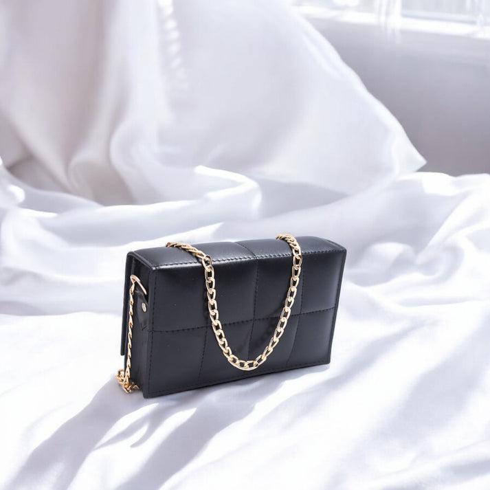 Leather Hand Bag With Long Chain