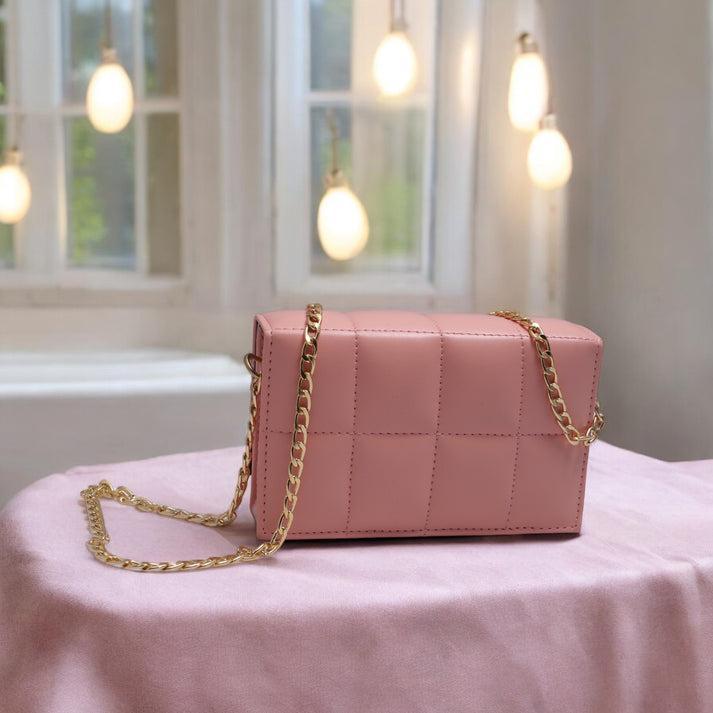 Leather Hand Bag With Long Chain
